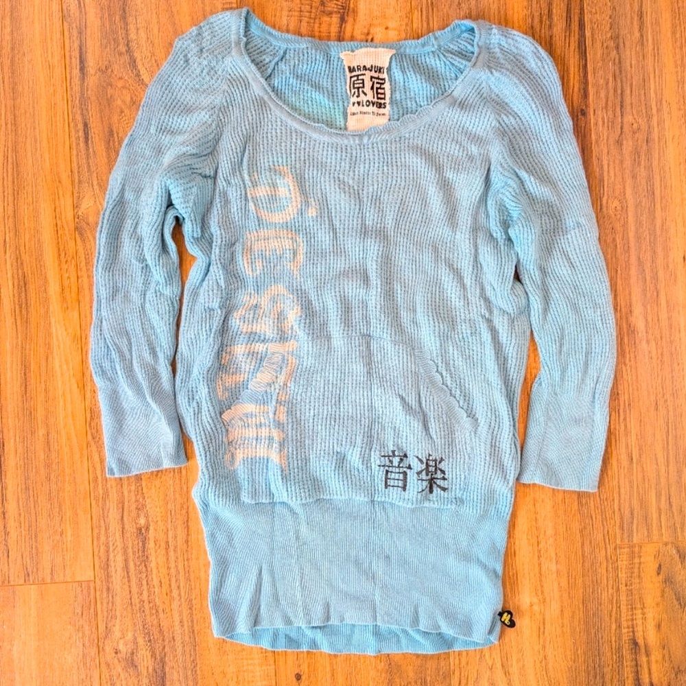 ✨🆕BNWOT!✨Harajuku Lovers Blue Crew Neck Sweater With Music Graphic Tee Sz L